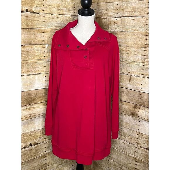SOFT SURROUNDINGS RED CASUAL ESSENTIAL EVERYDAY LONG SLEEVE SWEATSHIRT TUNIC. - Picture 1 of 10